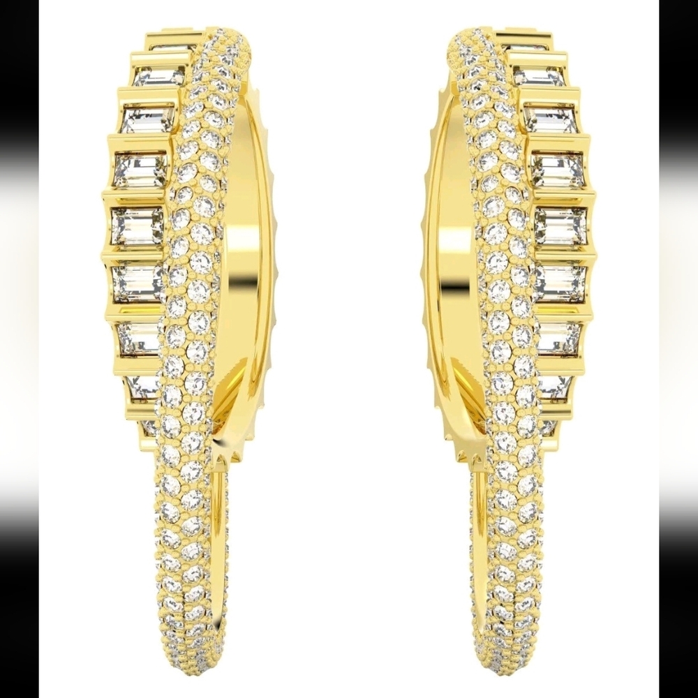Swarovski Gold-Tone Crystal Hoop Earrings